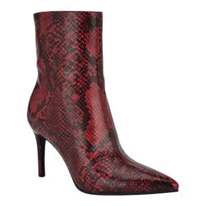 GUESS Women's Richery Stiletto Heel Ankle Dress Booties Red Snake Size 9